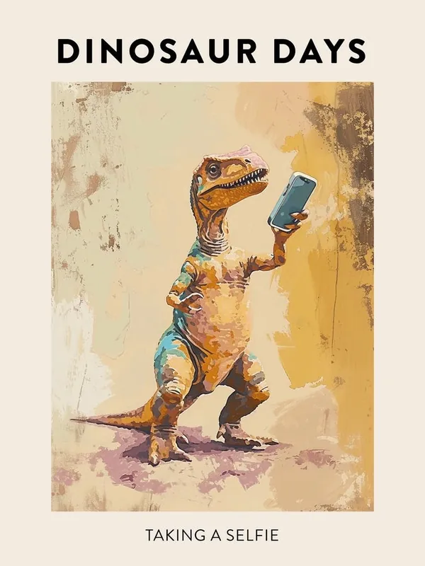 Taking A Selfie Dinosaur Poster Mega Sale