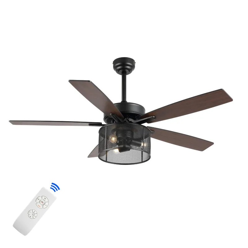 Sofia 52"Farmhouse Industrial Iron/Wood Mobile-App/Remote-Controlled LED Ceiling Fan Best Choice