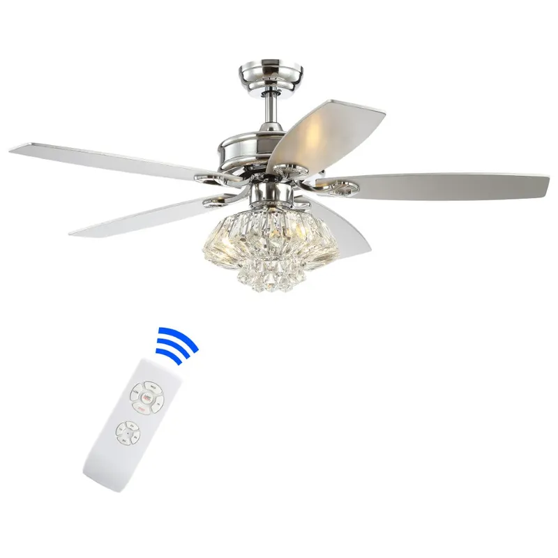 Geelvink 48" 3-Light Glam Crystal Drum LED Ceiling Fan With Remote Free Returns