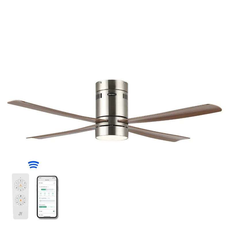 Pauly 52" Contemporary Minimalist Iron/Acrylic Mobile-App/Remote-Controlled 6-Speed Integrated LED Ceiling Fan Buy Direct