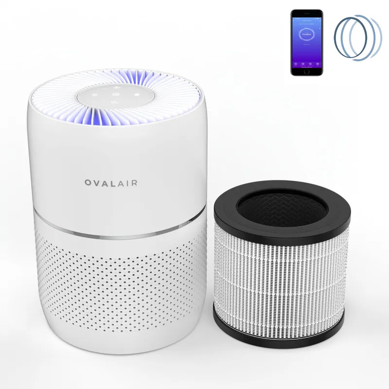 OVAL AIR 3-Stage H13 Smart True HEPA Desk Air Purifier Hassle-Free Returns