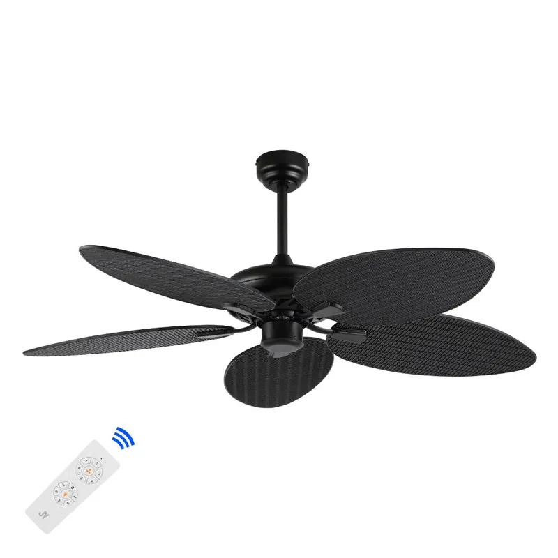 Thompson 52" Bohemian Industrial Iron/Plastic Mobile-App/Remote-Controlled 6-Speed Palm Blade Ceiling Fan Top Pick