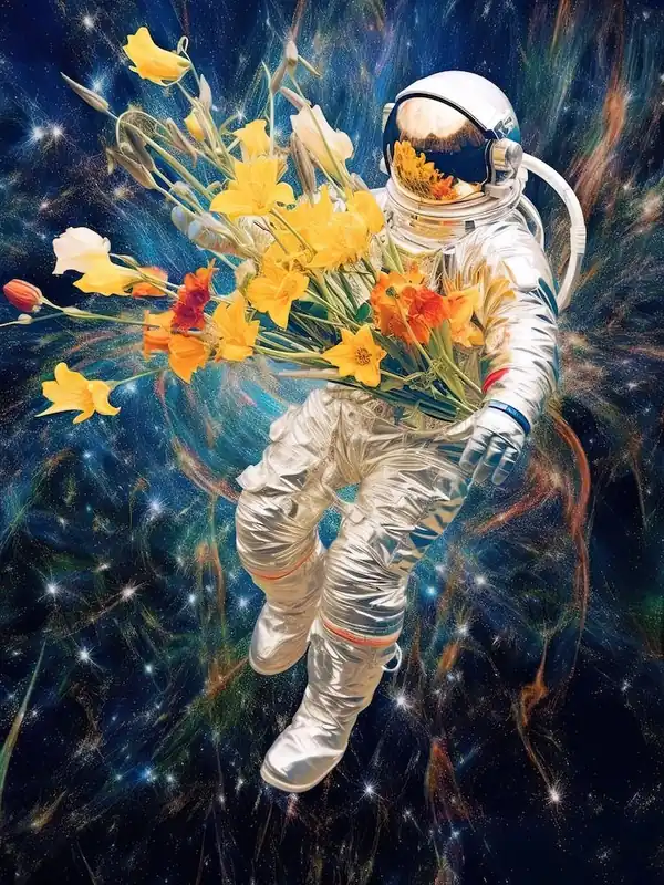 Astronaut With A Bouquet Of Flowers 6 Exclusive
