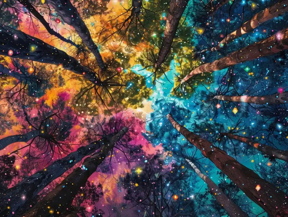 Colorful Trees In The Sky Free Shipping