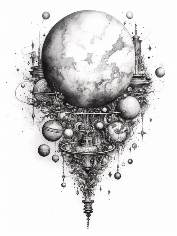 Black And White Celestial Line Art 3 Crafted