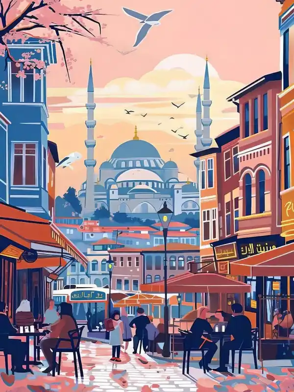 Istanbul Print Istanbul Illustration Turkey Print Travel Poster Hagia Sophia Print Sultan Ahmed Istanbul Gift Travel Gallery Nursery Decor Warranty Included
