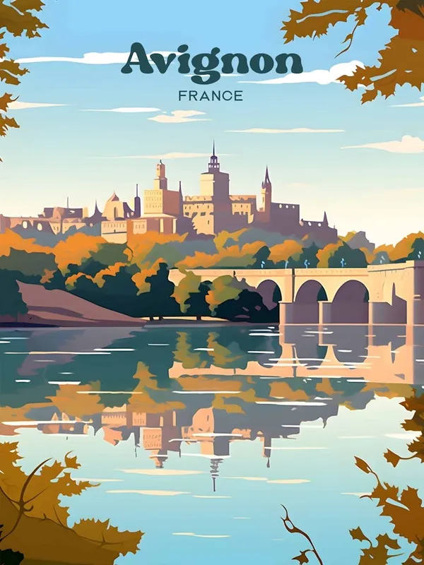 Mega Sale Avignon France Palais des Papes Travel Illustration Art