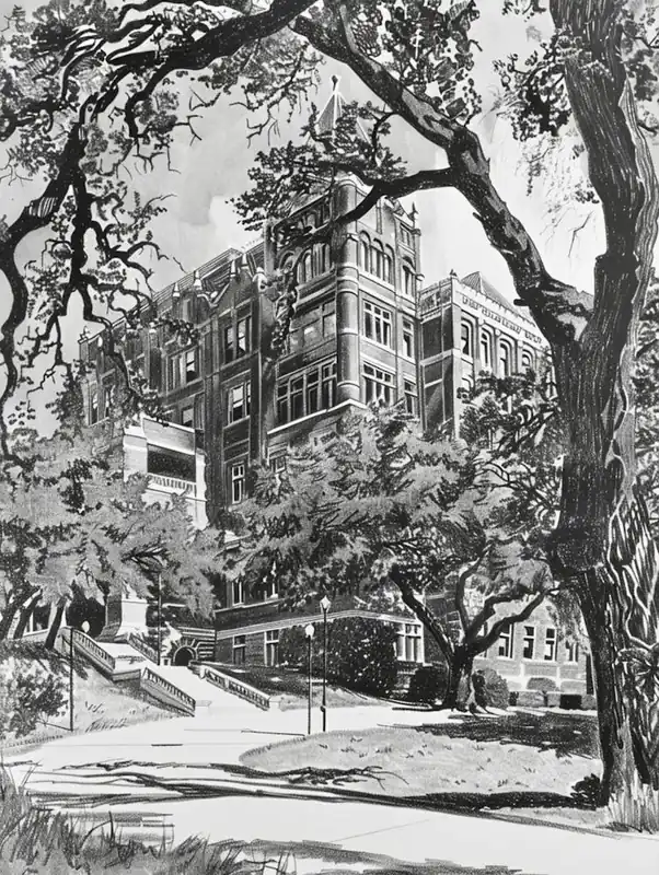 The University Of Texas At Austin Texas Black And White Drawing 2 Low Price