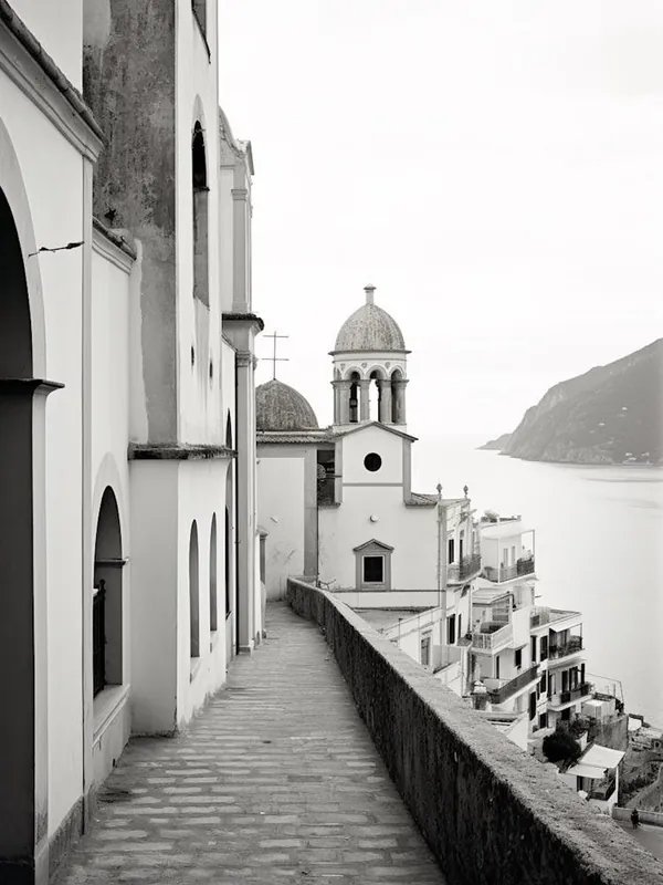 Top Rated Amalfi Coast, Italy, Black And White Analogue Photograph 2