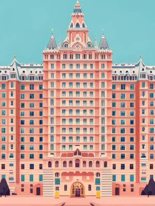 Grand Hotel Pink Peach Spring Special Royal Political Building European Architecture Clearance