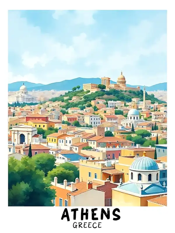 Athens Greece Vintage Travel Poster 39 Fan Favorite