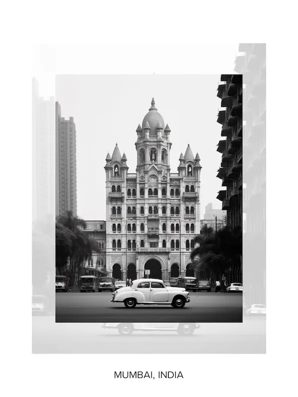 Poster Of Mumbai, India, Black And White Old Photo 4 Special Offer