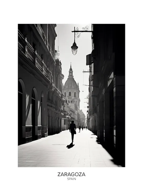 Trending Poster Of Zaragoza, Spain, Black And White Analogue Photography 3