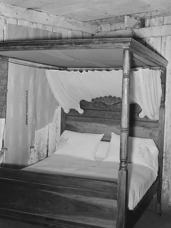Today Only Four Poster Bed With Canopy And Mosquito Bar In Home Near Lutcher, Louisiana By Russell Lee