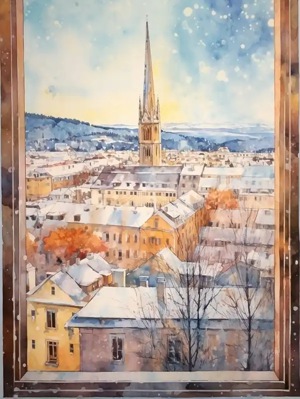 Seasonal Sale Winter Cityscape Bavaria Germany