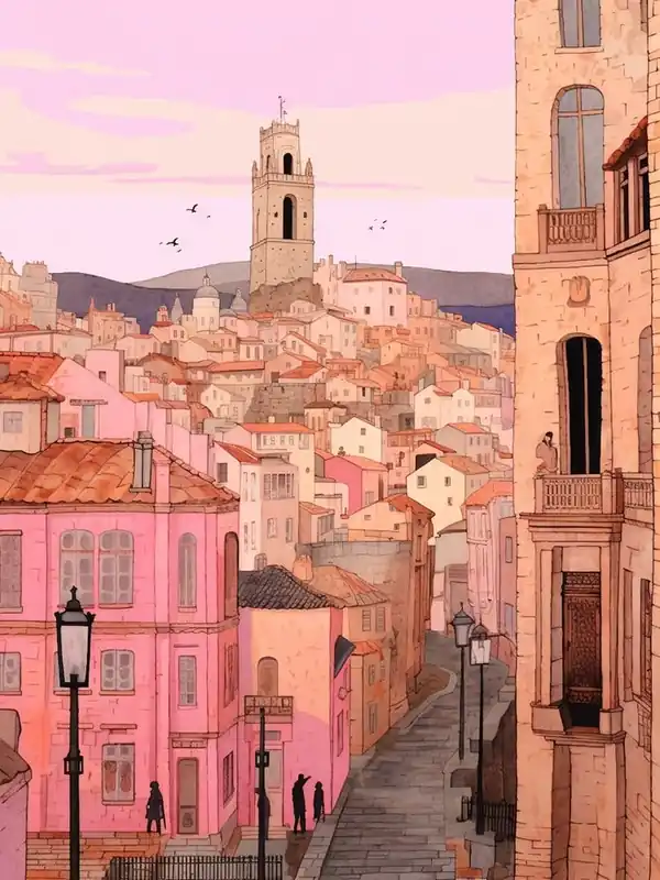 Marseille France 3 Vintage Pink Travel Illustration Factory Price
