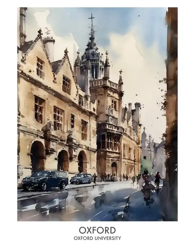 Oxford University 5 Watercolor Travel Poster Bulk Order