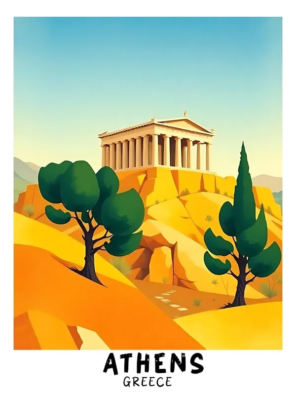 Athens Greece Vintage Travel Poster 1 Secure Checkout