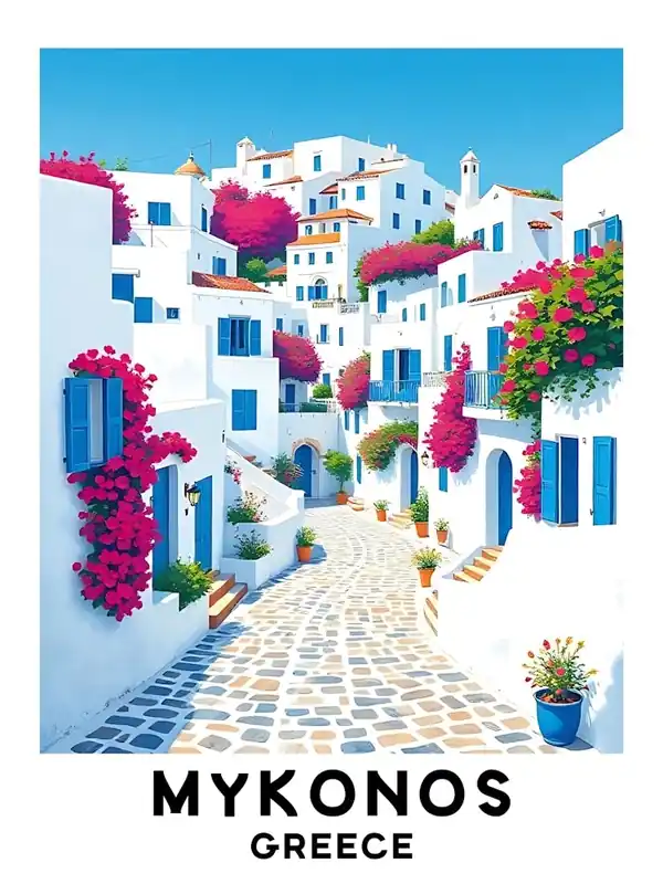 Mykonos - Greece Vintage Travel Poster 25 Big Sale