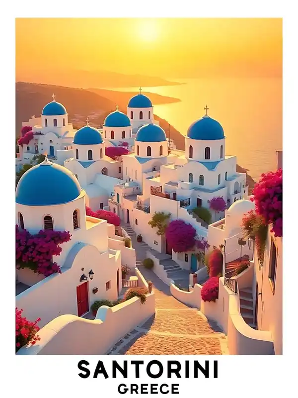 Santorini - Greece Vintage Travel Poster 33 Original