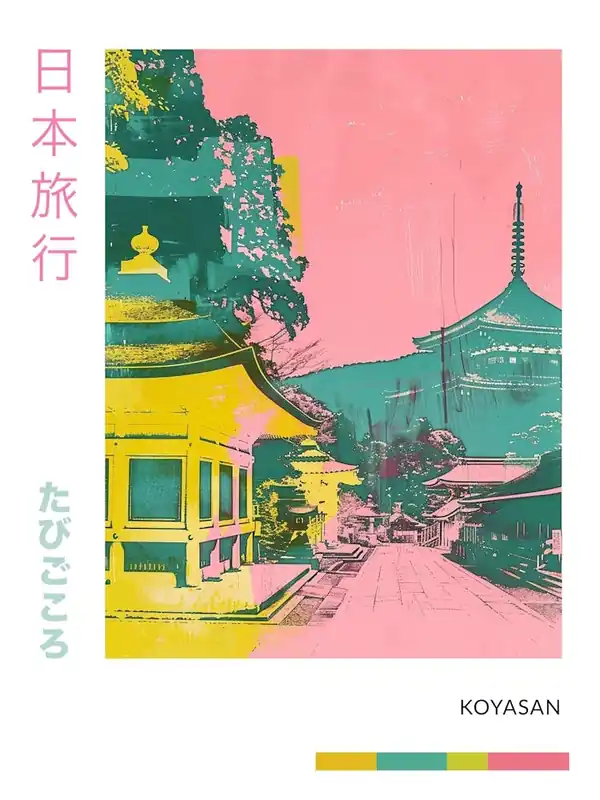 Limited Edition Koyasan Japan Retro Duotone Silkscreen Poster 5