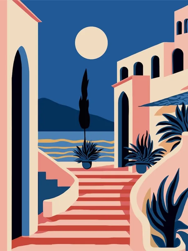 Budget Flat Vector Santorini Serenity Greece 6