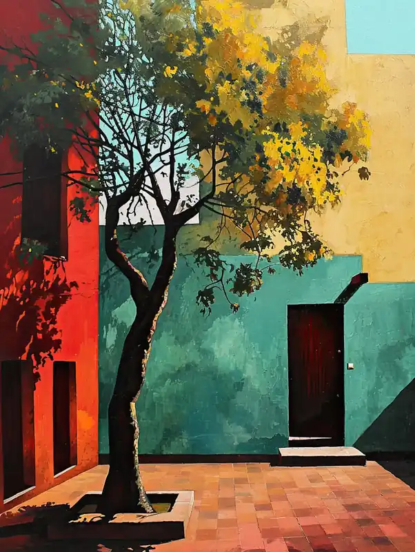 Tree In The Courtyard, Mexico Secure Checkout