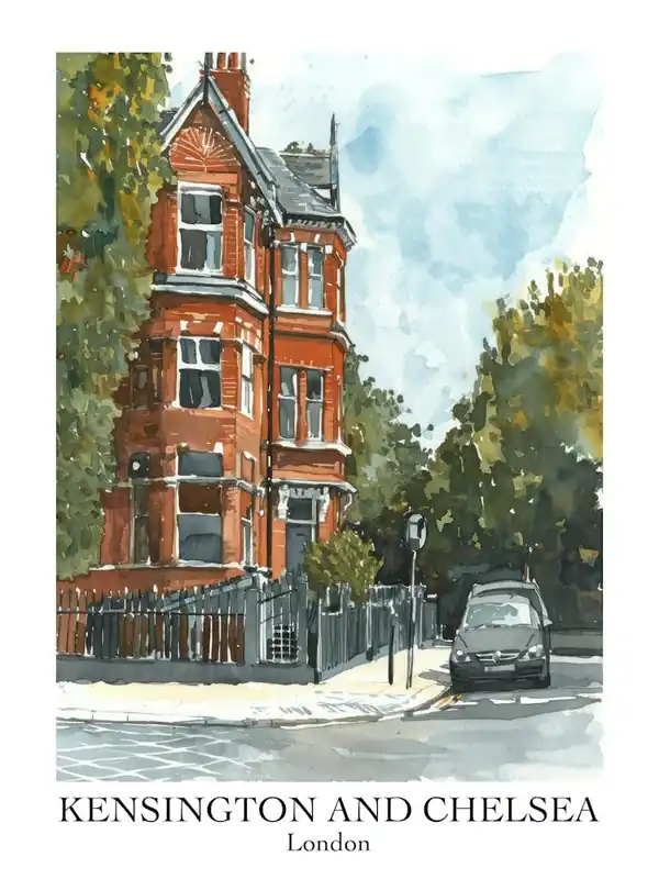Big Sale Kensington And Chelsea London BoroughStreet Watercolour 7 Poster
