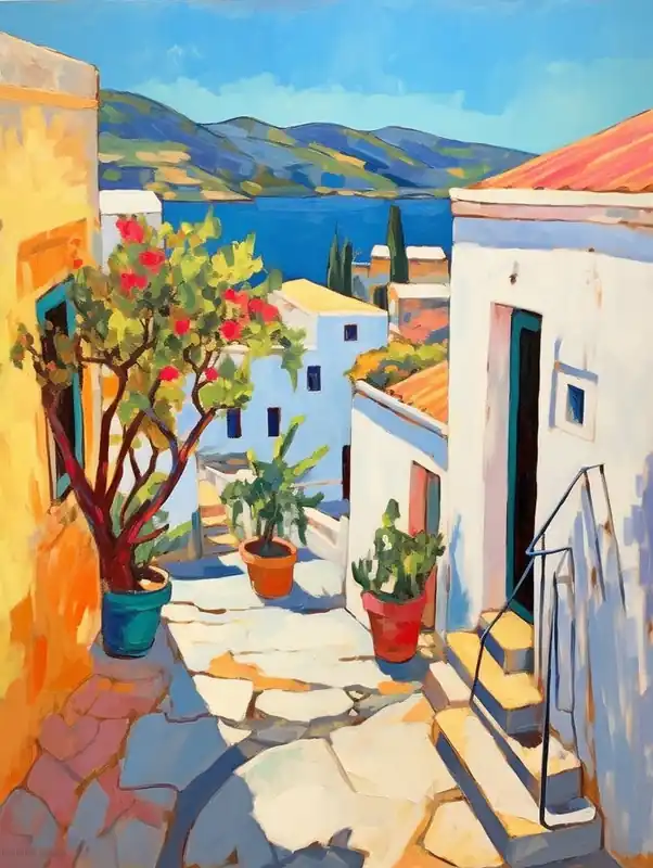 Crete Greece 4 Fauvist Painting Free Shipping