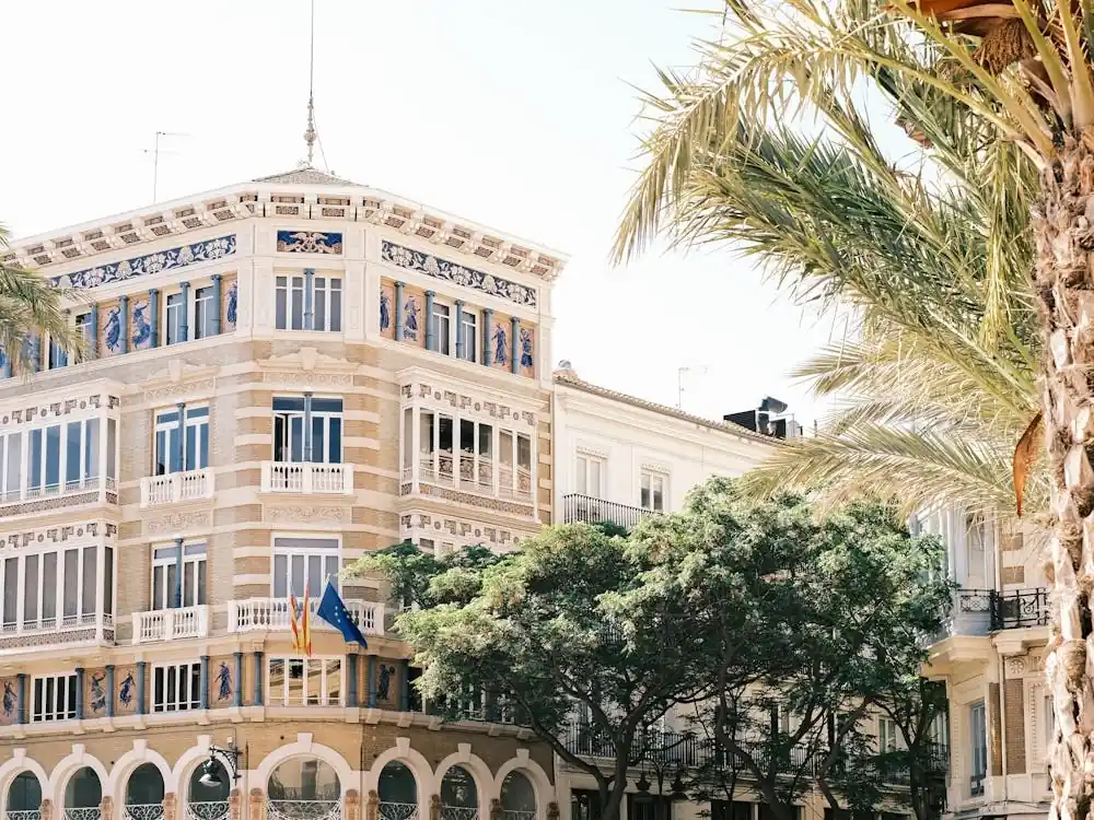 Free Shipping Palm Trees In Front Of A Building // Valencia, Spain, Travel Photography