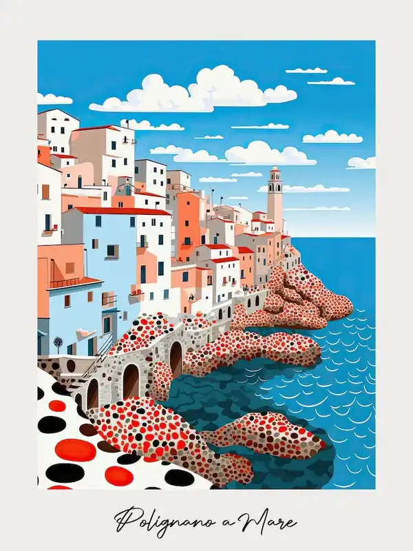 Fast Shipping Poster Of Polignano A Mare, Italy, Illustration In The Style Of Pop Art 3