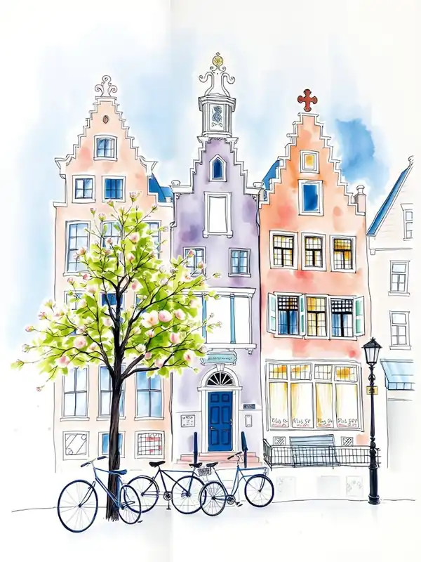 Watercolor Of A City 1 Genuine
