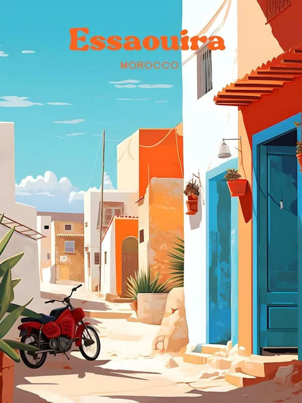 Essaouira Morocco Seaside Modern Travel Art Premium