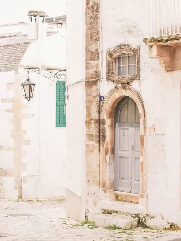 Puglia, Italy I Deserted street with Italian Baroque architecture and vintage retro door photography in damaged condition with summer pastel aesthetic of la dolce vita in a countryside village in south Same Day Shipping