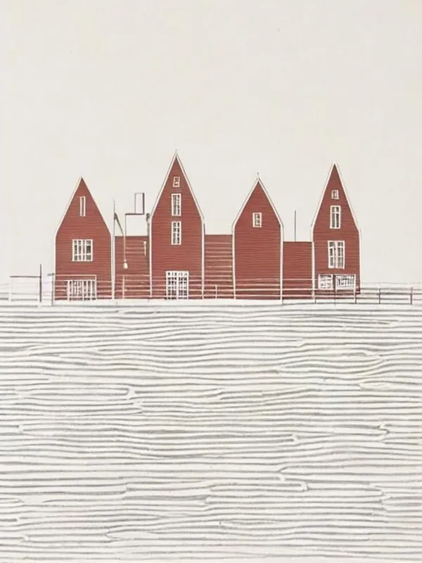 Price Drop Bryggen Wharf Norway Boho Landmark Illustration