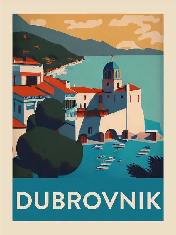 Dubrovnik Vintage Travel Poster Express Delivery