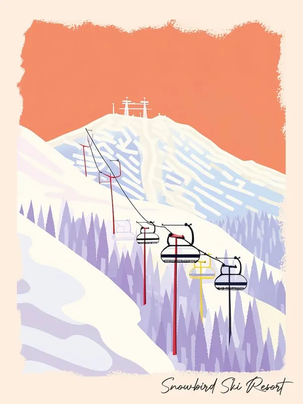 Poster Of Snowbird Ski ResortUtah, Usa, Ski Resort Pastel Colours Illustration 1 Free Returns