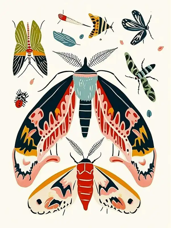 Colourful Insect Illustration Moth 16 Next Day Delivery