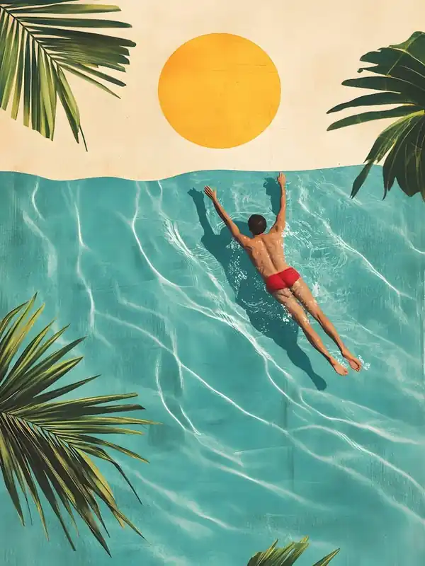 Man Swims In The Ocean Crafted