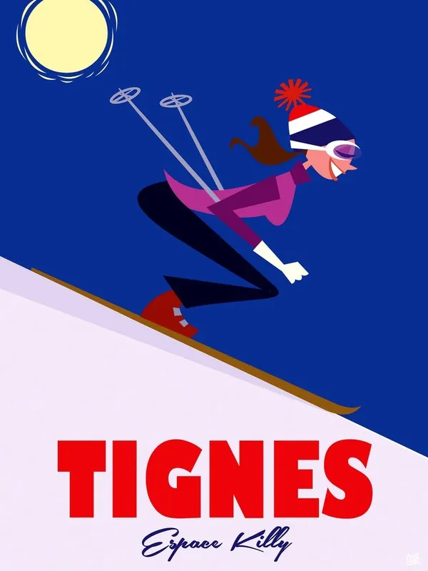 Special Discount Tignes Ski Poster Purple & White
