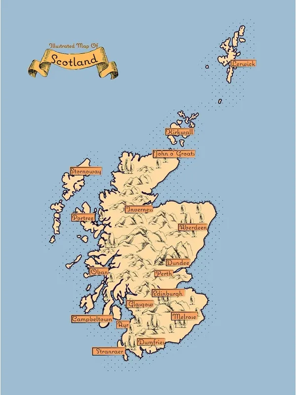 Vintage Scotland Map Limited Time