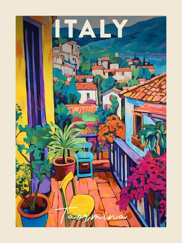 Taormina Italy 4 Fauvist Painting Travel Poster Secure Checkout
