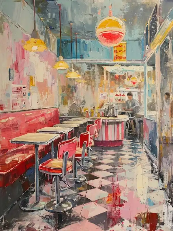 Kitsch Retro American Diner Brushstroke 2 Hot Deal