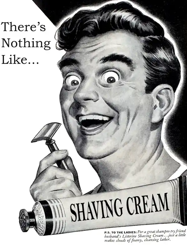 Get Yours There Is Nothing Like Shaving Cream, Funny Face with a Razor, Vintage Advertising Poster