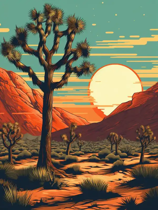 Price Drop Retro Illustration Of A Joshua Trees At Dusk In Desert 8