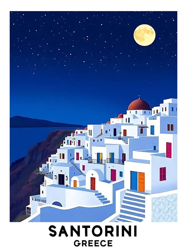 Santorini - Greece Vintage Travel Poster 3 Brand New