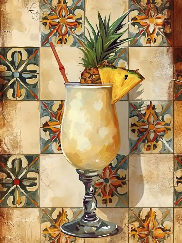 Authentic Abstract Pina Colada Vintage Illustration 3