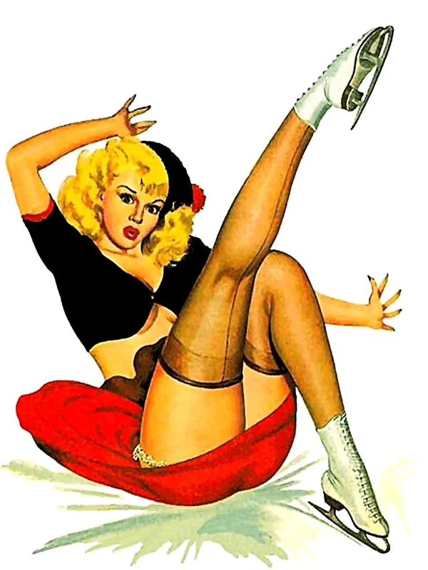 Sexy Pin Up Girl Clumsy On Ice Seasonal Sale