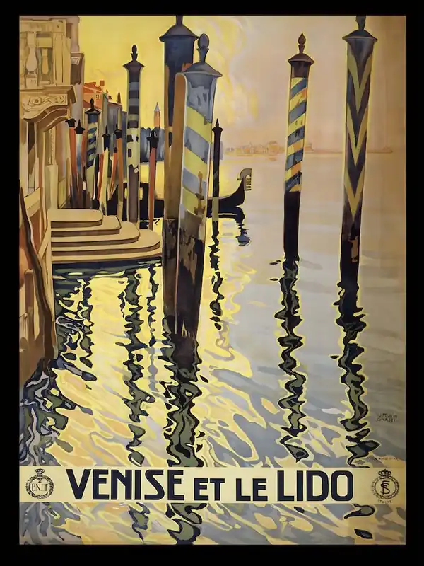 Free Shipping Vintage Venice Travel Poster, Dawn Hudson