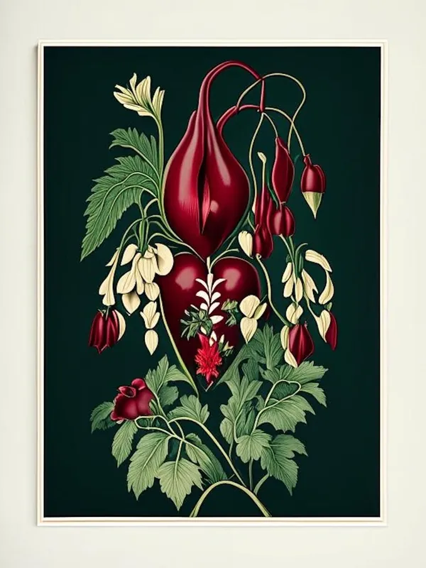 No Minimum Order Bleeding Heart 2 Floral Botanical Vintage Poster Flower